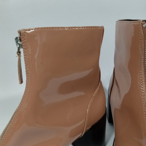 OPEN EDIT 'Chloe' Front Zip Carmel Color Tan Beige Boots Womens Size 7.5M - Picture 12 of 15